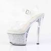 Pleaser - SKY308RSI Sandale à bride à la cheville, Pole dance chaussures - Transparent/Couleur argent Product image